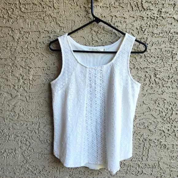 Solitare Crochet Lace Eyelet Cream Tank Small - Picture 11 of 11